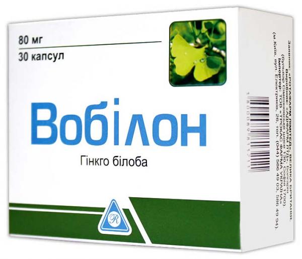 Вобилон 80мг №30 капс. БАД (Гинкго Билоба экстракт) Производитель: Румыния World Medicine Europe S.R.L.
